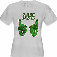Cartoon Hands Dope Pot Leaf Pattern Girl's T-Shirt