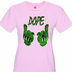 Cartoon Hands Dope Pot Leaf Pattern Girl's T-Shirt