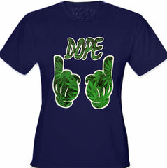 Cartoon Hands Dope Pot Leaf Pattern Girl's T-Shirt