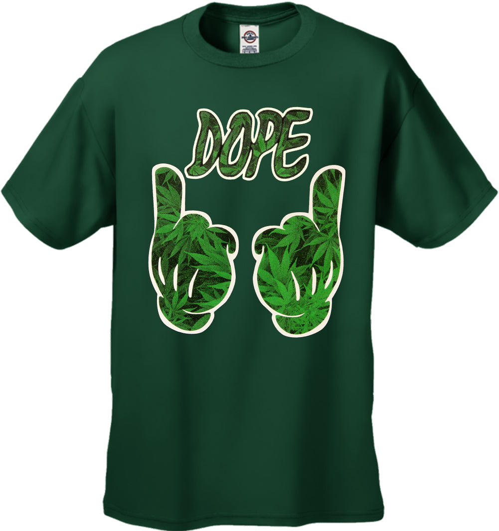 Cartoon Hands Dope Pot Leaf Pattern Men's T-Shirt