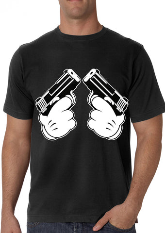 Cartoon Hands Double Gun's  Men's T-Shirt 