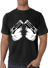 Cartoon Hands Double Gun's  Men's T-Shirt 