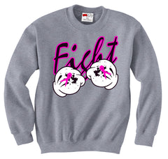 Cartoon Hands Fight Breast Cancer Adult Crewneck