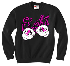 Cartoon Hands Fight Breast Cancer Adult Crewneck