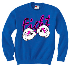 Cartoon Hands Fight Breast Cancer Adult Crewneck