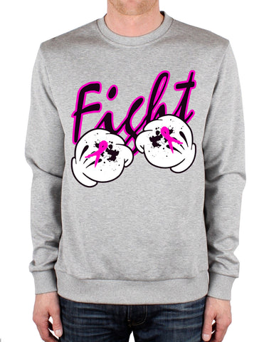 Cartoon Hands Fight Breast Cancer Adult Crewneck