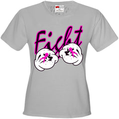 Cartoon Hands Fight Breast Cancer Girls T-shirt