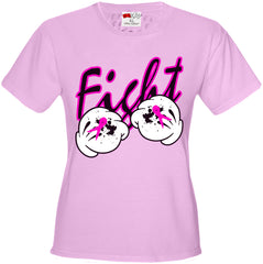 Cartoon Hands Fight Breast Cancer Girls T-shirt