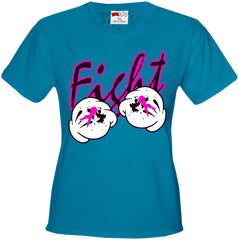 Cartoon Hands Fight Breast Cancer Girls T-shirt