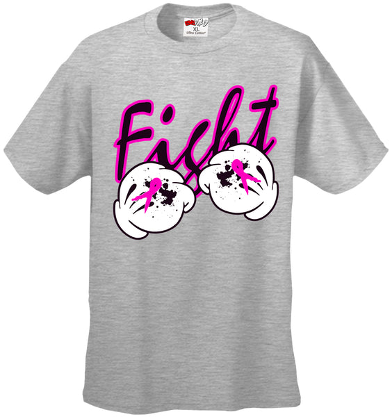 Cartoon Hands Fight Breast Cancer Mens T-shirt –