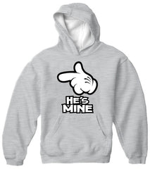 Cartoon Hands He's Mine Adult Hoodie