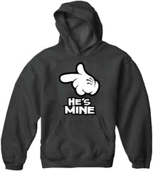 Cartoon Hands He's Mine Adult Hoodie