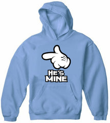 Cartoon Hands He's Mine Adult Hoodie