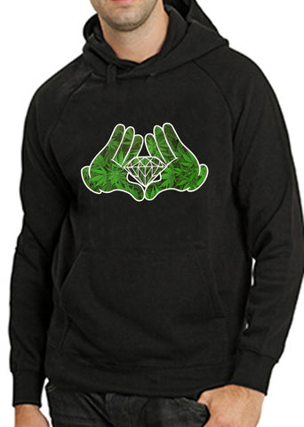 Cartoon Hands Pot Leaf Diamond Adult Hoodie