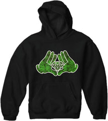 Cartoon Hands Pot Leaf Diamond Adult Hoodie