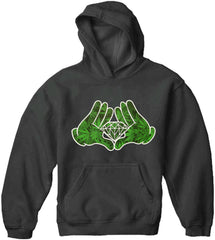 Cartoon Hands Pot Leaf Diamond Adult Hoodie
