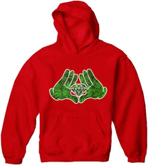 Cartoon Hands Pot Leaf Diamond Adult Hoodie