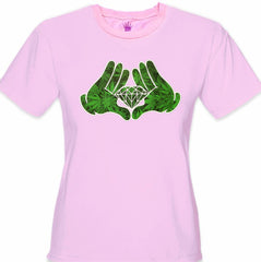 Cartoon Hands Pot Leaf Diamond Girl's T-Shirt