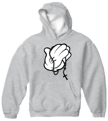 Cartoon Hands Praying Adult Hoodie