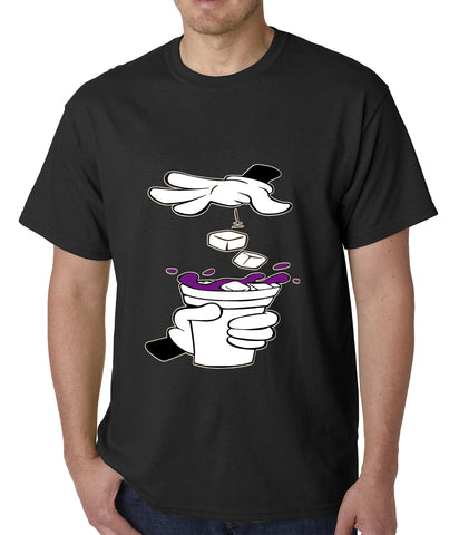 Cartoon Hands - Purple Drink Mens T-shirt