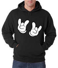 Cartoon Hands Rock On Adult Hoodie