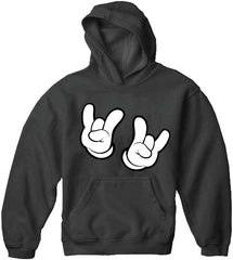 Cartoon Hands Rock On Adult Hoodie