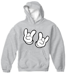 Cartoon Hands Rock On Adult Hoodie