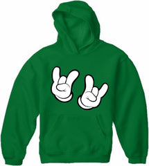 Cartoon Hands Rock On Adult Hoodie