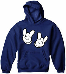 Cartoon Hands Rock On Adult Hoodie