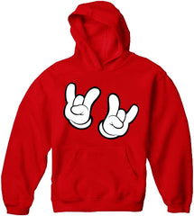 Cartoon Hands Rock On Adult Hoodie