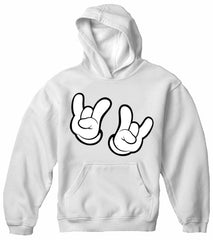 Cartoon Hands Rock On Adult Hoodie