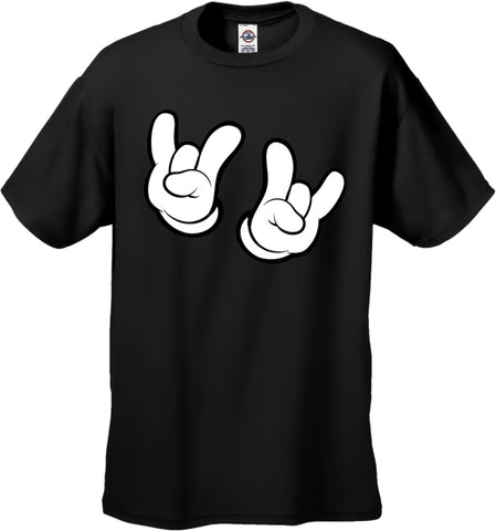 Cartoon Hands Rock On Men's T-Shirt