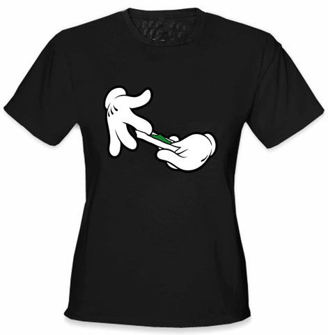 Cartoon Hands Roll A Joint Girl's T-Shirt