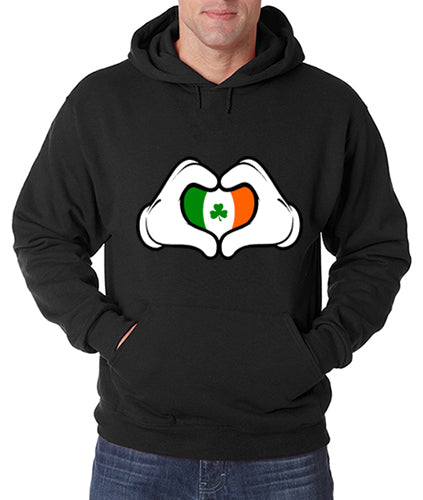 Cartoon Heart Hands Irish Flag Adult Hoodie