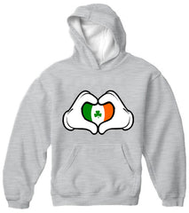Cartoon Heart Hands Irish Flag Adult Hoodie