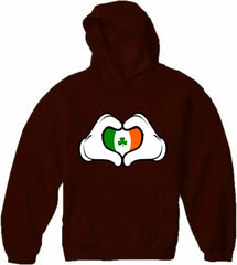 Cartoon Heart Hands Irish Flag Adult Hoodie