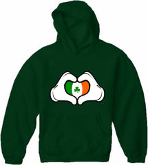 Cartoon Heart Hands Irish Flag Adult Hoodie