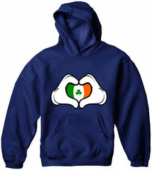 Cartoon Heart Hands Irish Flag Adult Hoodie