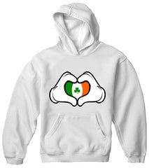 Cartoon Heart Hands Irish Flag Adult Hoodie