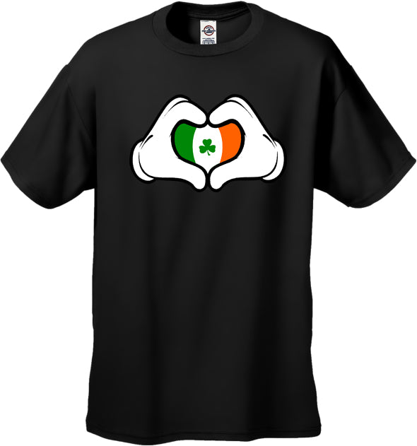Cartoon Heart Hands Irish Flag Men's T-Shirt