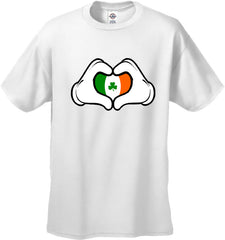 Cartoon Heart Hands Irish Flag Men's T-Shirt