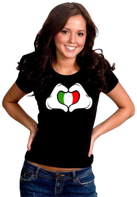 Cartoon Heart Hands Italian Flag Girl's T-Shirt