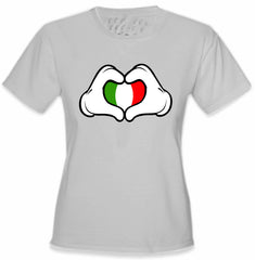 Cartoon Heart Hands Italian Flag Girl's T-Shirt