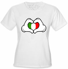 Cartoon Heart Hands Italian Flag Girl's T-Shirt