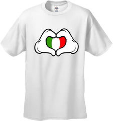 Cartoon Heart Hands Italian Flag Men's T-Shirt