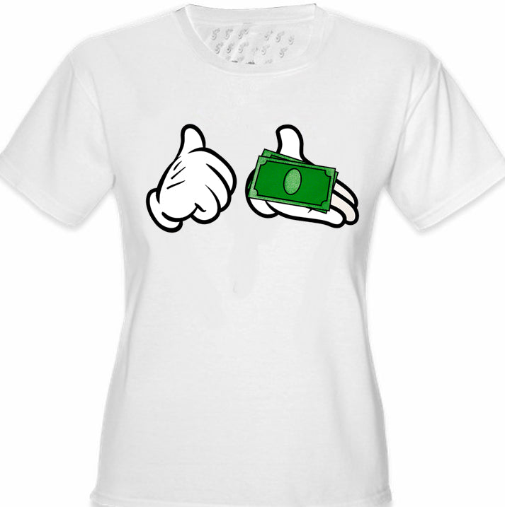 Cartoon Money Hands Girls T-Shirt