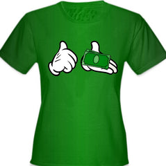 Cartoon Money Hands Girls T-Shirt
