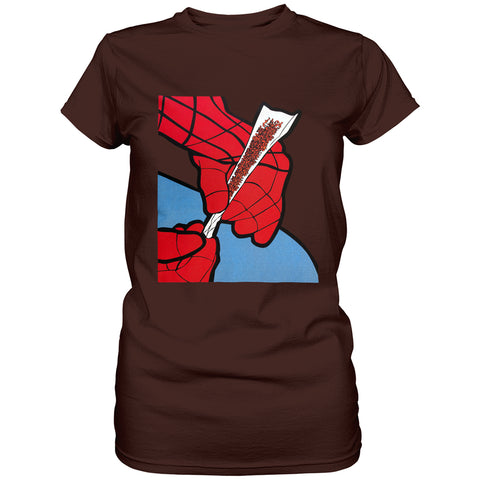 Cartoon Spider Hands Rolling Up Ladies T-shirt