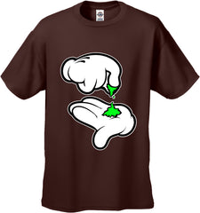 Cartoon Weed Hands Men's T-Shirt Brown