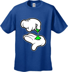 Cartoon Weed Hands Men's T-Shirt Royal Blue